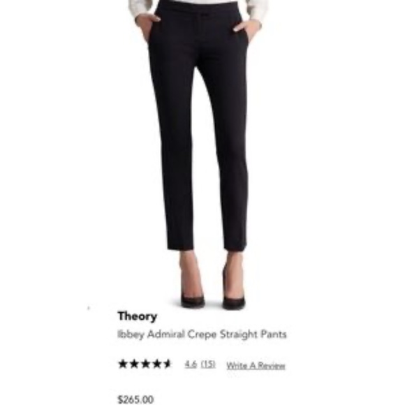 Theory Pants - Theory Ibbey Admiral Crepe Straight Pants Black SZ 12 NEW